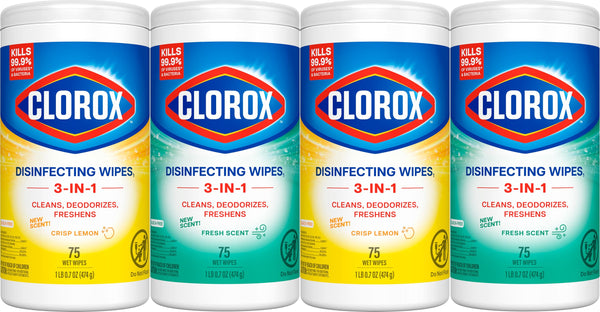 Clorox Disinfecting Wipes Value Pack, Bleach Free Cleaning Wipes, 75 Count Each, Pack of 4