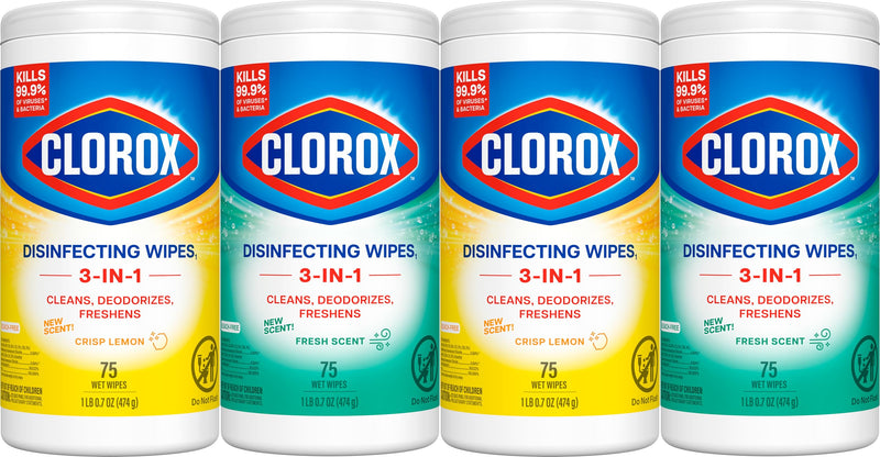 Clorox Disinfecting Wipes Value Pack, Bleach Free Cleaning Wipes, 75 Count Each, Pack of 4