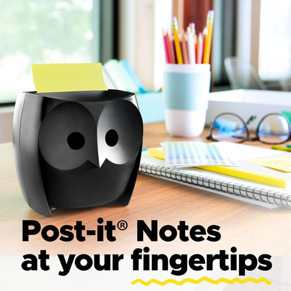 Post-It Pop-Up Notes Dispenser, Organizes Desk & Keeps Notes Nearby, Black Base, Clear Top, Includes 50 Sheets of 3 in X 3 in Canary Yellow Sheets