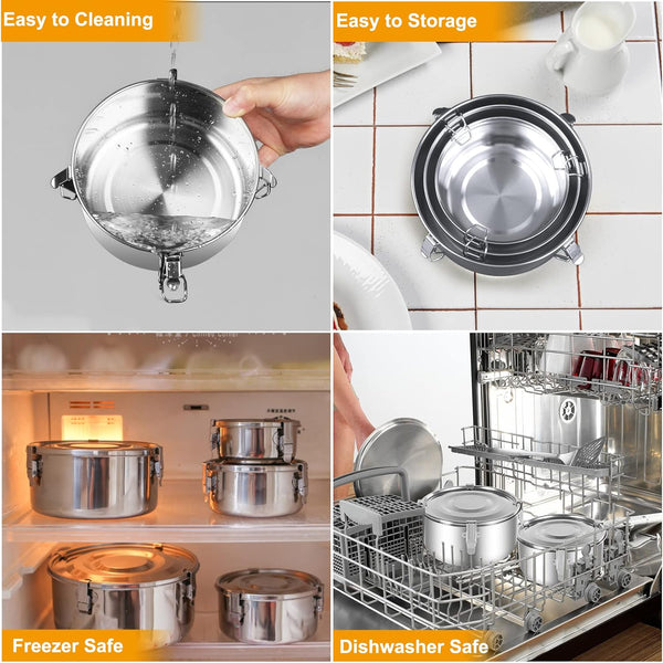 Premium Stainless Steel Food Storage Containers 304 Grade the Original Leak-Proof, Airtight, Smell-Proof - Perfect for Camping Trips, Lunches,