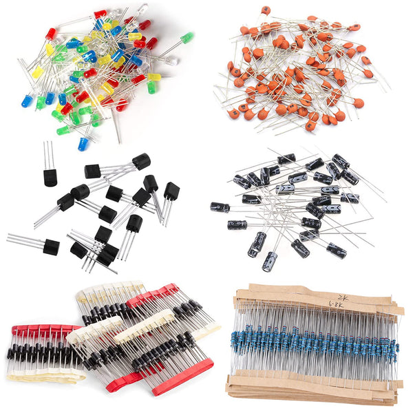1400Pcs Basic Electronics Component Assortment Kit, Electrolytic Capacitor, Ceramic Capacitor, LED Diode, Common Diode, Resistor, Transistor