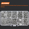 HELIFOUNER 500 Pieces M3 x 6mm /8mm /10mm /12mm /16mm /20mm, Hex Button Head Cap Metric Screws Bolts Washers Nuts Kit, 304 Stainless Steel