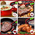 AWLKIM Meat Thermometer Digital, Instant Read Food Thermometer, Red | Waterproof cooking thermometer with doneness chart, backlight, F/C switch