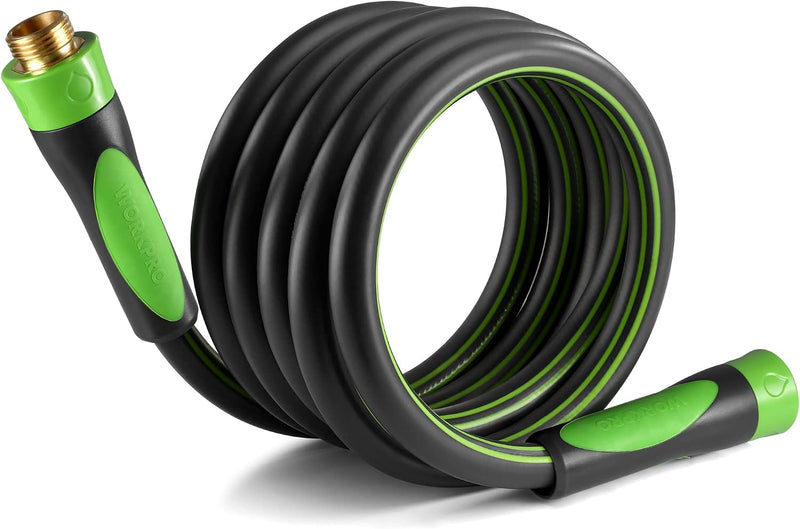 WORKPRO 5/8 in X 10 FT Garden Hose, Heavy Duty, Flexible, Lightweight Water Hose with Bi-Material 360° Rotation Handle, 3/4" GHT Solid Brass