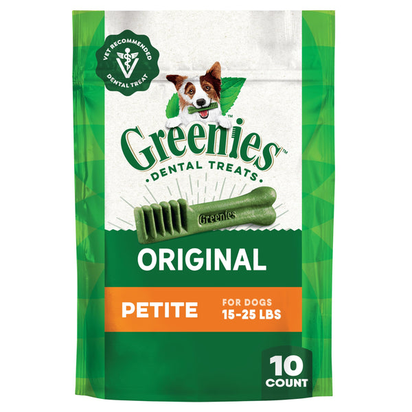 Greenies Original Petite Natural Dental Care Dog Treats, 6 Oz. Pouch (10 Treats)