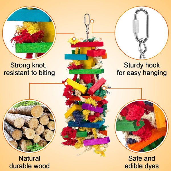 Extra Large Bird Parrot Toys for Macaws, African Grey, Amazon Parrots Bird Gifts