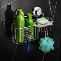 HASKO Suction Cup Shower Caddy Basket for Shampoo, Shower Suction Shelf Organizer, Basket with Soap Holder and Hooks, Stainless Steel Shampoo