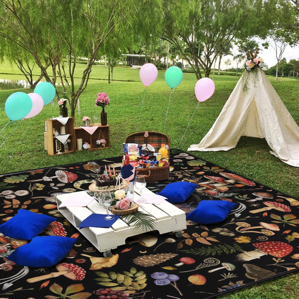 Supfitness Extra Large Picnic Blankets Waterproof Foldable (60"x 80") Mushroom Beach Blanket Waterproof Sandproof,3-Layer Thicking Mat Outdoor