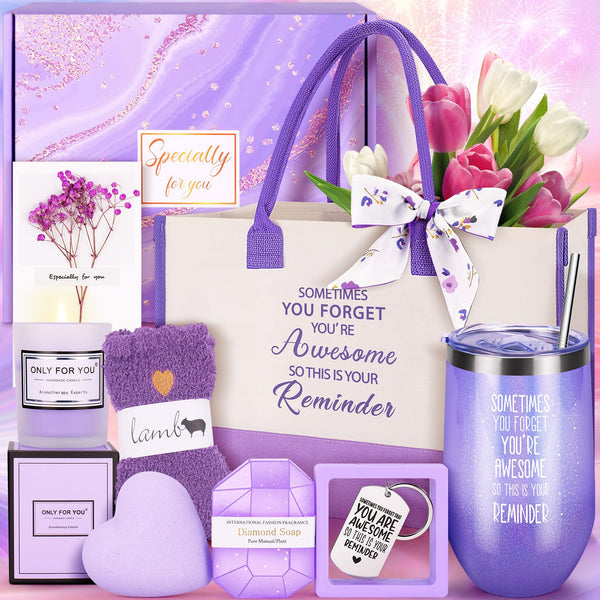 13PCS Birthday Gifts for Women,Mom, Wife, Girlfriend, Sister, Her- Self Care Package Get Well Soon Gifts Basket for Women Lavender Relaxing Spa
