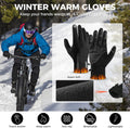 AURUZA Winter Gloves Men Women, Zipper Cycling Gloves Touch Screen, Windproof Warm Gloves Cold Weather, Anti-Slip Sports Gloves for Cycling
