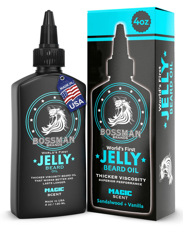 Bossman Jelly Beard Oil for Men (4 oz, Magic Scent) – Softens, Moisturizes & Conditions with Natural Ingredients Magic Beard Oil