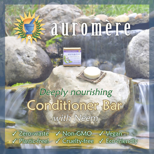 Auromere Ayurvedic Conditioner Bar for All Hair Types Ã¢ÂÂ Vegan, Non-Gmo, Deep Moisturizing, Nourishing Herbal Formula with Neem, Zero Waste,
