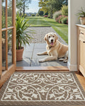 DEXI Front Door Mat 24X36, Washable Entryway Mat with Non Slip Backing, Low Profile Absorbent Moisture Dirt Trapper Entrance Floor Mats for Entry