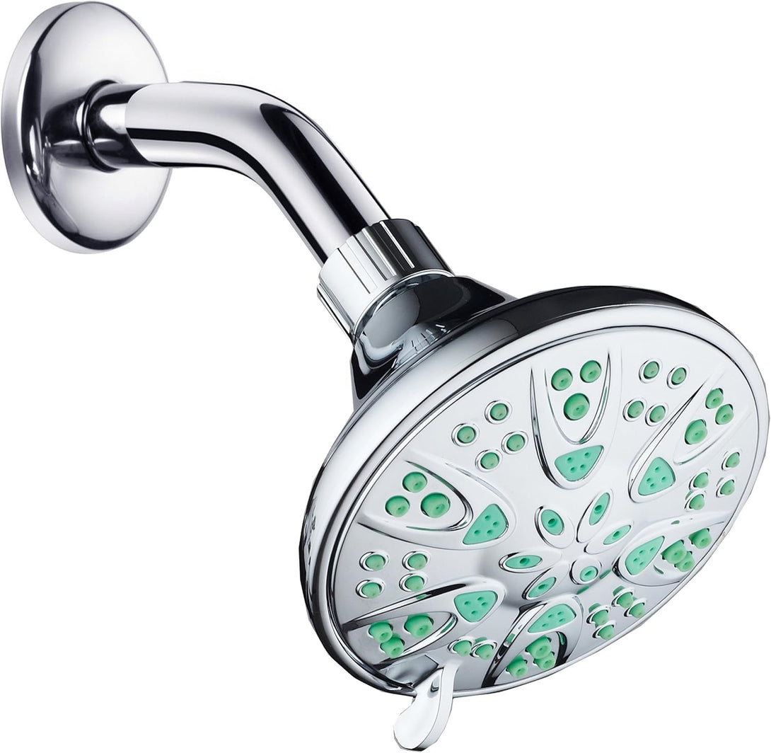 Aquadance Antimicrobial 6-Setting Shower Head, Aqua Green, 4"