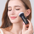 LORYP Retractable Kabuki Foundation Brush 2 Pack Travel Makeup Brush Set Light Black
