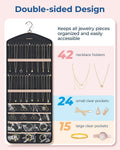 BAGSMART Hanging Jewelry Organizer with Hanger Metal Hooks Double-Sided Jewelry Holder for Organizing Earrings Necklaces Rings Perfect for in