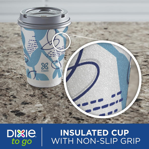 Dixie to Go Medium Paper Coffee Cups with Lids, 12 Oz, 14 Count, Disposable Cups for On-The-Go Hot Beverages