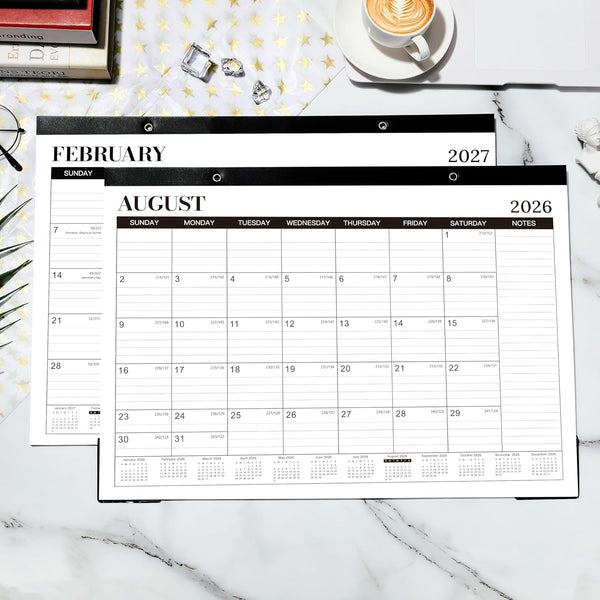 2026-2027 Desk Calendar, Jul.2026 - Dec.2027, 16.8" x 12" | Thick Paper, Desk Calendar 2026-2027/Wall Calendar 2-in-1 with Corner Protectors,