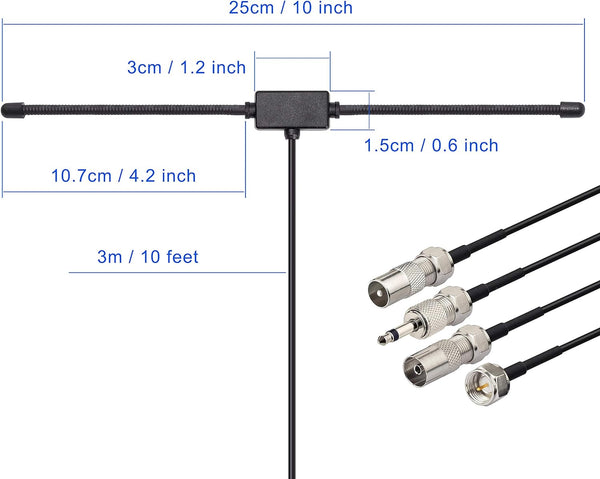Bingfu FM Radio Dipole Antenna for Stereo Receiver Indoor Pioneer Onkyo Yamaha Marantz Bose Wave Music System Home FM Radio AV Audio Video Home