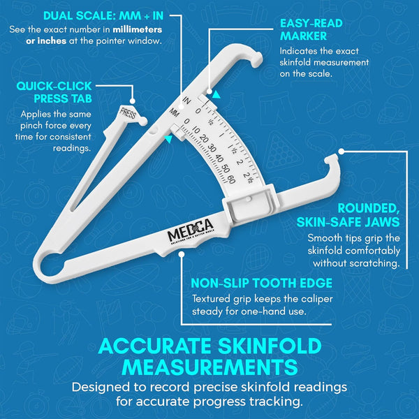 Body Fat Caliper and Measuring Tape for Body - Skinfold Calipers and Body Fat Tape Measure Tool for Accurately Measuring BMI Skin Fold Fitness and
