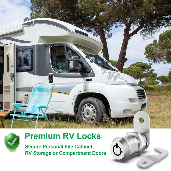 1 Pack Tool Box Lock with Keys, 5/8" Tubular Cam Lock Keyed Alike, Hook Cam Toolbox Locks Fits for Mailbox File Cabinet Drawer RV Storage Door