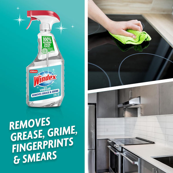 Windex Vinegar Glass and Window Cleaner, Removes Grease and Grime, 23 oz 23 Fl Oz (Pack of 1)