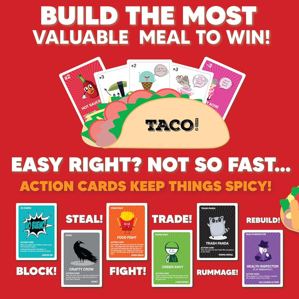 Taco Vs Burrito - the Wildly Popular Surprisingly Strategic Card Game Created by a 7 Year Old - 5 Ways to Play - a Family-Friendly Party Game for