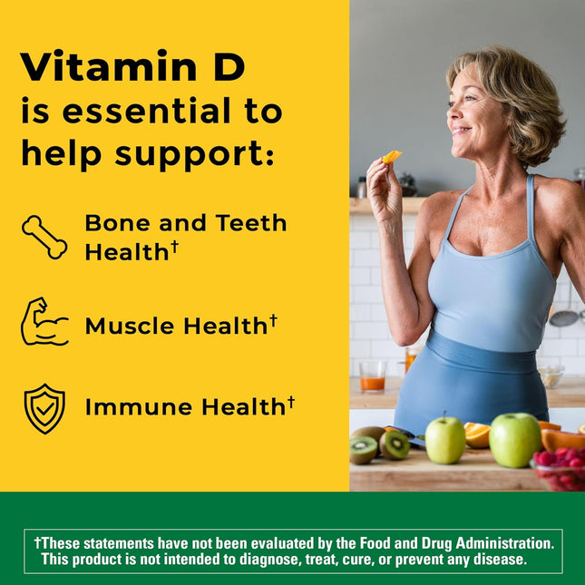Nature Made Vitamin D3 1000 IU (25 Mcg), Dietary Supplement for Bone, Teeth, Mus