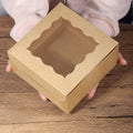 60 pcs Bakery Boxes with Window, 6 x 6 x 3 inches, Kraft Cookie Boxes Pastry Boxes for Baked Goods (Brown)