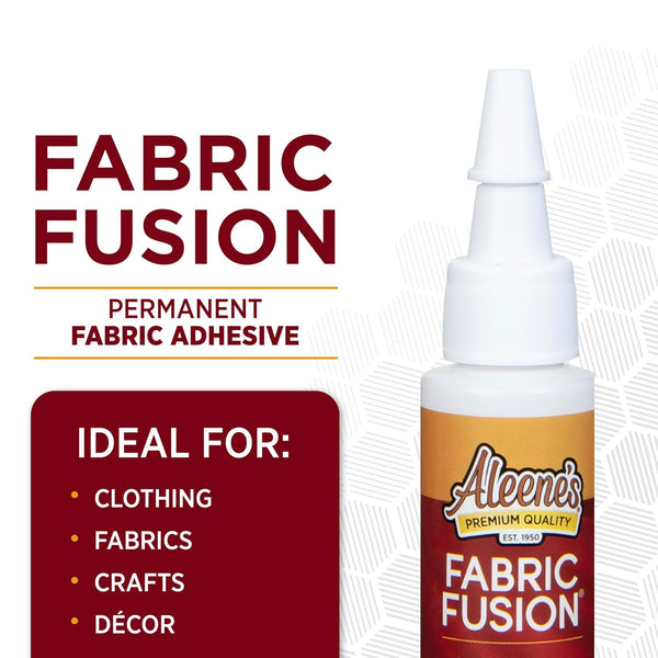 Aleene's Fabric Fusion Glue .66 oz 3-Pack, Permanent and Washable Adhesive, Dries Flexible, Strong Bond on Fabrics, Clothing, Denim, Polyester,