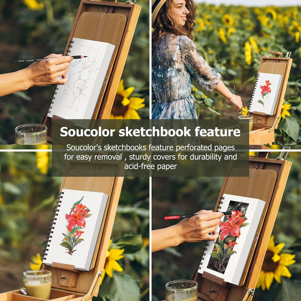 Soucolor Small Sketchbook 5.5" x 8.5", 2 Pack Mini White Sketch Book Blue & Green 5.5" x 8.5" (Pack of 2)