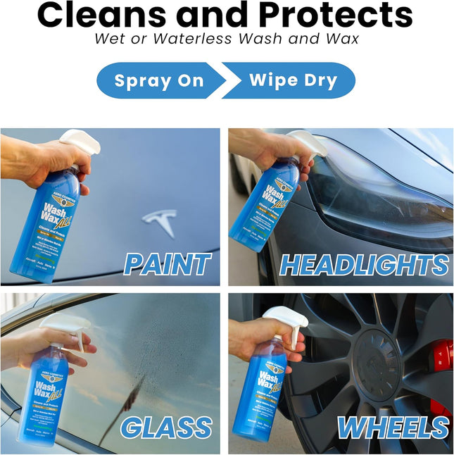 Wet or Waterless Car Wash Wax 128 Fl. Oz, UV Protection. Cleans, Protects, and Shines. Aircraft Quality Just Spray on an