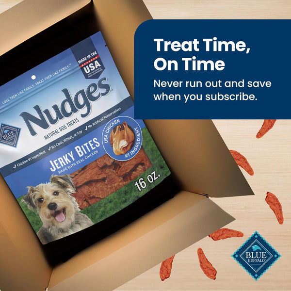 Blue Buffalo Nudges Chicken Jerky Bites Natural Dog Treats, Tender & Meaty Dog Snacks, Healthy Reward or Training Treat, Made in the USA with Real