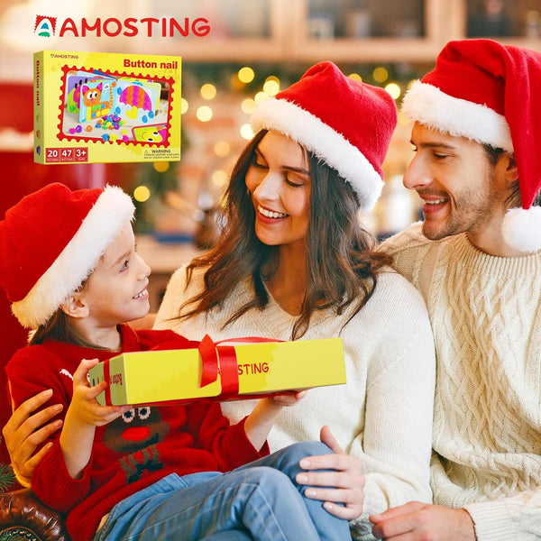 AMOSTING Matching Mosaic Pegboard Ã¢ÂÂ Sensory Early Educational Kids Activity, Gifts for Toddlers