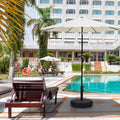 Simple Deluxe 20" Heavy Duty Patio Market Umbrella Base Stand with Steel Holder Water Filled for Outdoor, Lawn, Garden, Round Base-Round 50lbs