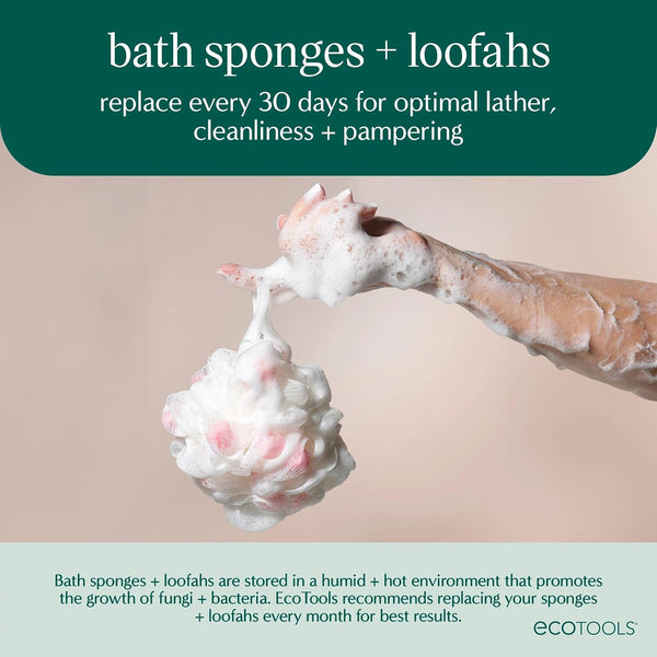 EcoTools 6 Pack Exfoliating EcoPouf, Shower Loofah Scrubs & Cleanses, Pouf with Recycled Netting, Exfoliation Removes Dead Skin, Bath Accessory,
