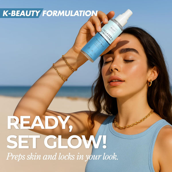 Clear Beauty Hyaluronic Acid & Collagen Face Mist - Dermatologist Tested, Moisturizes & Tones Skin, Anti-Aging, Natural Ingredients, Cruelty-Free,