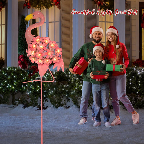 Homeimpro Garden Solar Lights Flamingo Yard Decor Gifts for Women Outdoor Decorations Stake Lights, Waterproof Warm White 27 LED for Lawn,Patio,
