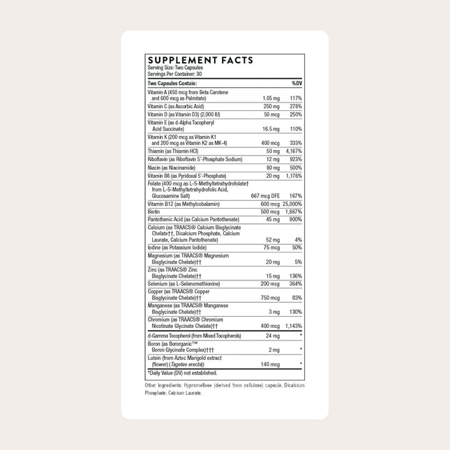 THORNE Basic Nutrients 2/Day - Comprehensive Daily Multivitamin with Optimal Bio