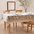 Threadmade Capri Lemon Double Border Tablecloth, Multicolor - 60" W x 84" L Multi Color 84" x 60" (Rectangular)