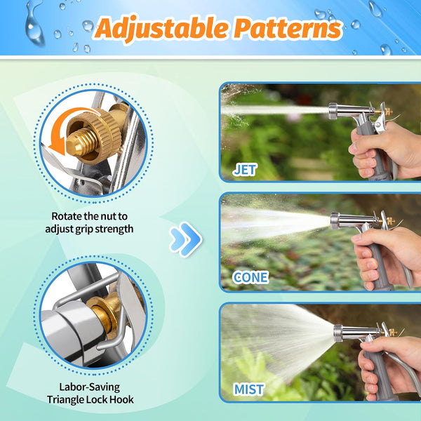 AUTOMAN Full Size Garden Hose Nozzle, High Pressure Pistol Grip Water Nozzle Sprayer with Threaded Front, Adjustable Spray Water Flow for Washing