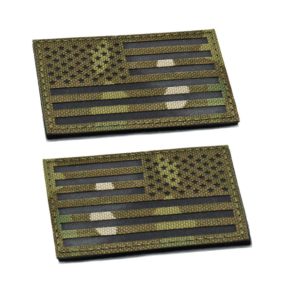 U-LIAN 2x3.15 Inch IR Infrared US USA American Flag Patch Tactical Vest Patch Hook-Fastener Backing (Forward+Reversed) IR-Camo2pc