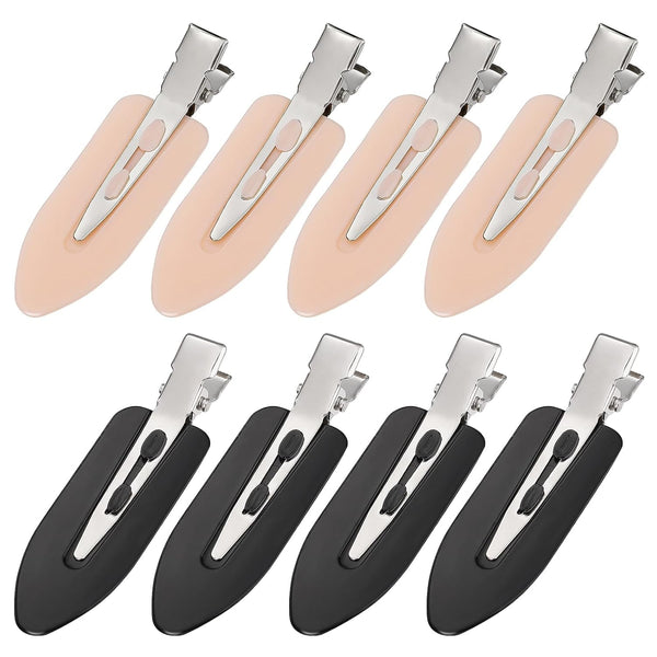 8Pcs No Bend No Crease Hair Clips- Styling Duck Bill Clips Alligator Hair Barrettes for Styling Sectioning, Small Gifts for Women Girls Salon Hairstyle Hairdressing Bangs Waves, Black & Pink