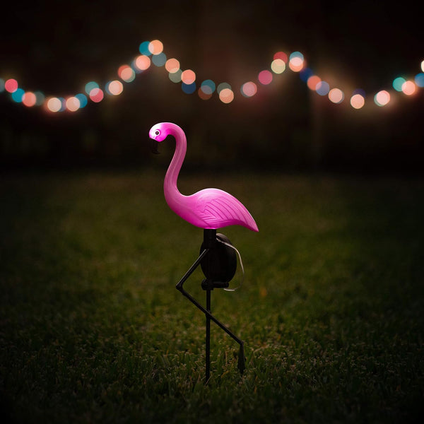 Solar Flamingo Lights Outdoor | Pink Flamingo Yard Decorations | Lawn Light Stakes Garden Ornaments