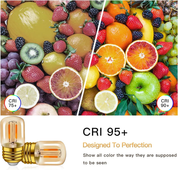E26 LED Amber Night Light Bulbs 1W, T28 Mini Edison Tube Lamp 2200K Warm, 10W Incandescnet Equivalent,Non-Dimmable Replacement Decorative Bulb