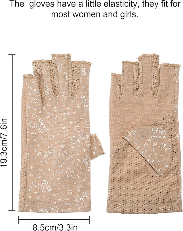 Maxdot Women Sunblock Fingerless Gloves UV Protection Driving Gloves Summer Mitt