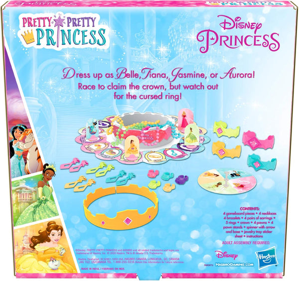 Hasbro Gaming Pretty Pretty Princess: Edition Board Game Featuring Disney Princesses, Jewelry Dress-Up Game for Kids Ages 5 and Up, for 2-4