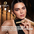L'Oreal Paris Voluminous Panorama Mascara, Volumizing and Lengthening Mascara, Waterproof Longwear and Smudge Resistant Make Up, Black, 0.33 Fl Oz