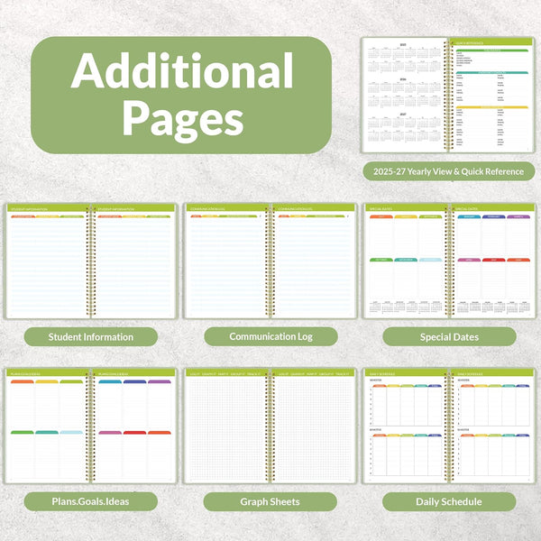 SUNEE Teacher Planner 2025-2026 Academic Year with 7 Periods, Jul 2025 - Jun 2026 Lesson Planner Book 8.5"X11" School Agenda with Subjects,