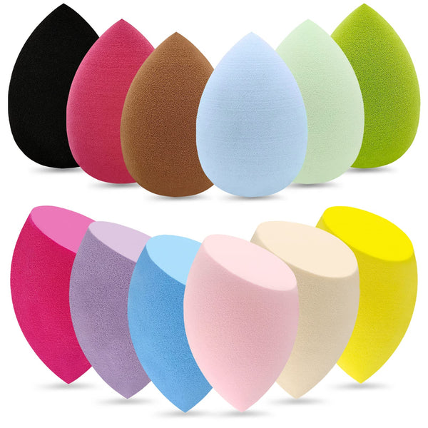 12 Pieces Professional Makeup Sponge Set,Latex Free Flawless Soft Setting Face Puffs,Multicolor Beauty Sponge Blender Cosmetic Applicator for